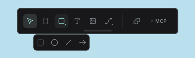 Line and Arrow tools in the shapes flyout of the toolbar