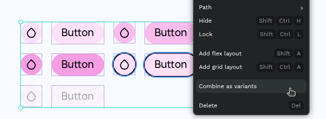 Combining components as variants